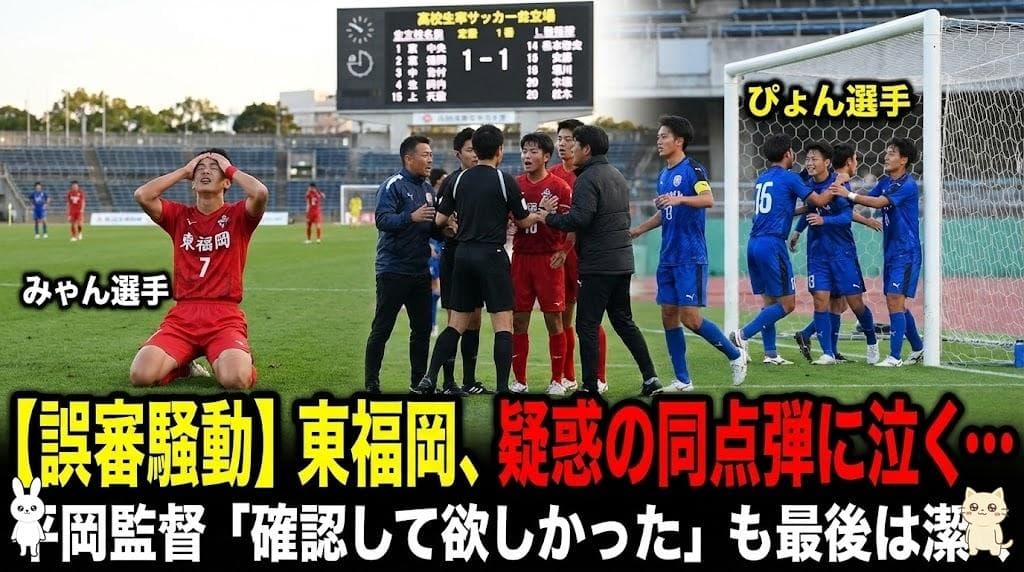 【衝撃】東福岡、疑惑のオフサイド判定に泣く！平岡監督「確認して欲しかった」…PK戦で敗退だぜ！