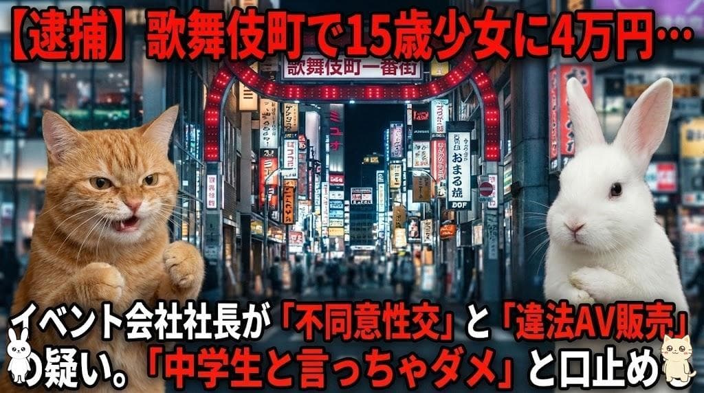 【衝撃】歌舞伎町で15歳少女に4万円…イベント会社社長「不同意性交」と「違法AV販売」の疑い！ GACKTファンクラブ運営も関与か