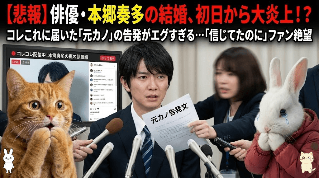 【衝撃】本郷奏多の結婚が大炎上！元カノ告発でファン絶望「信じてたのに」