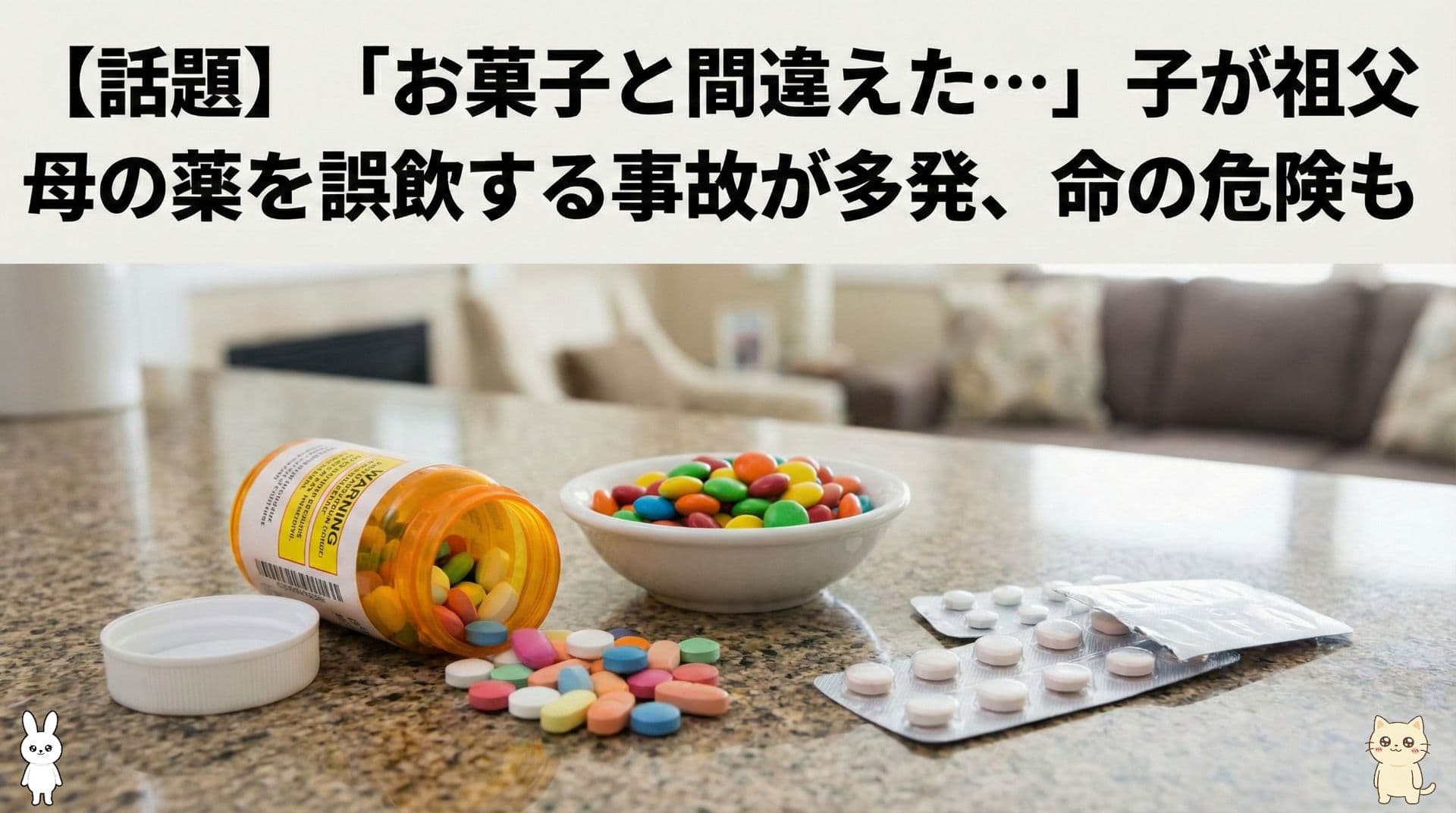 【話題】「お菓子と間違えた…」子が祖父母の薬を誤飲する事故が多発、命の危険も