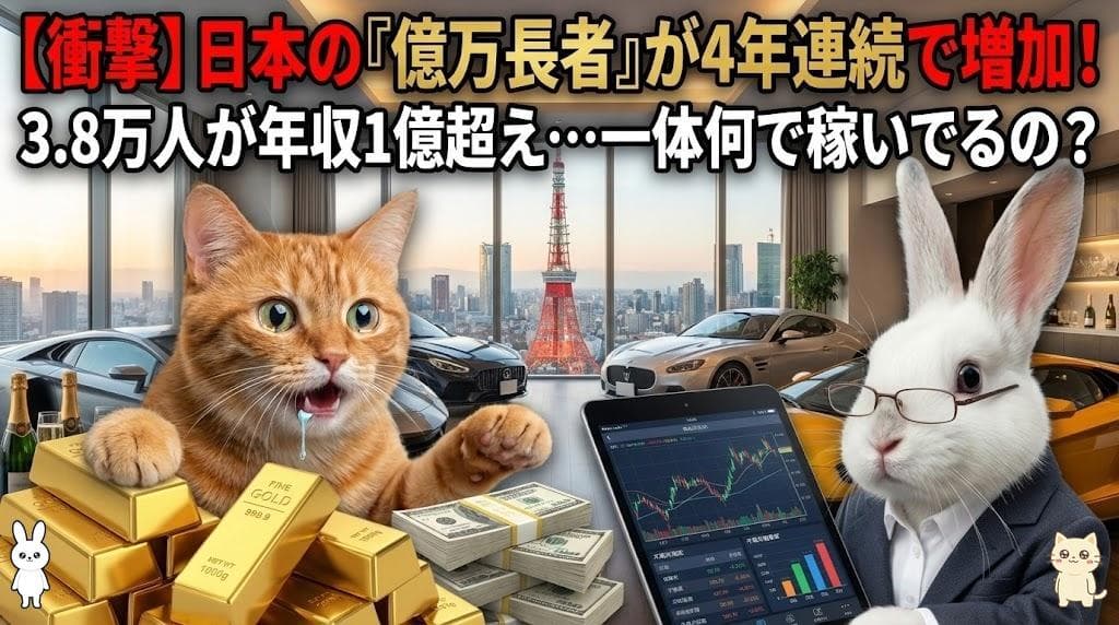 【衝撃】日本、億万長者が4年連続増!3.8万人が年収1億超え…一体なにで稼いでるの?