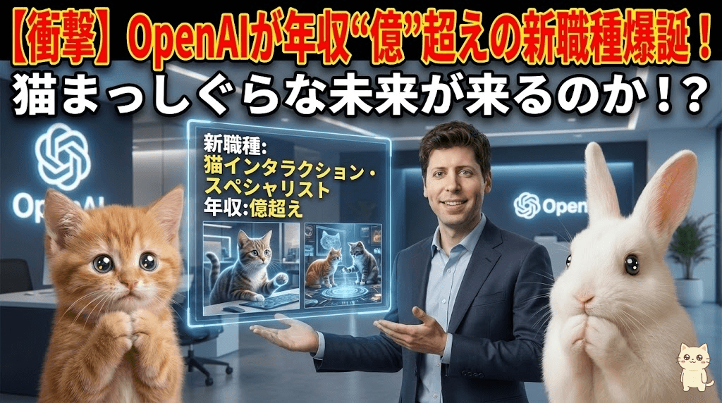 【衝撃】OpenAIが年収“億”超えの新職種爆誕!猫まっしぐらな未来が来るのか!?