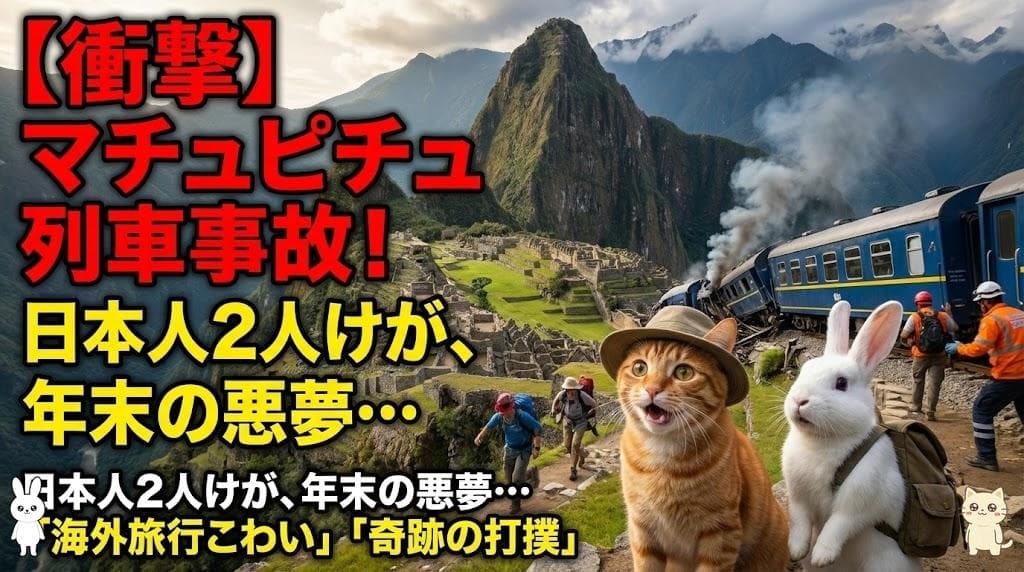 【衝撃】マチュピチュ列車事故!日本人観光客2人負傷…年末年始旅行、大丈夫にゃ!?